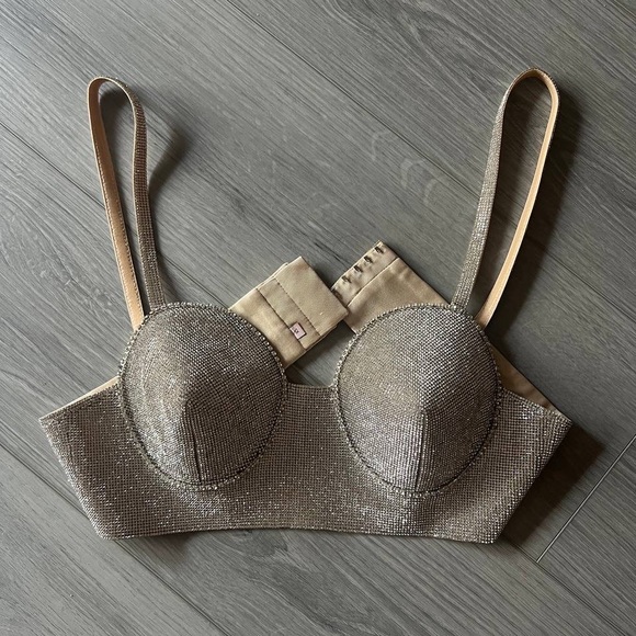 FWRD Nue Studio Jane Bullet Bra in Metallic Silver xs nye night out - Picture 7 of 16